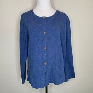 Lagenlook Blue Tunic Jacket Sz Medium